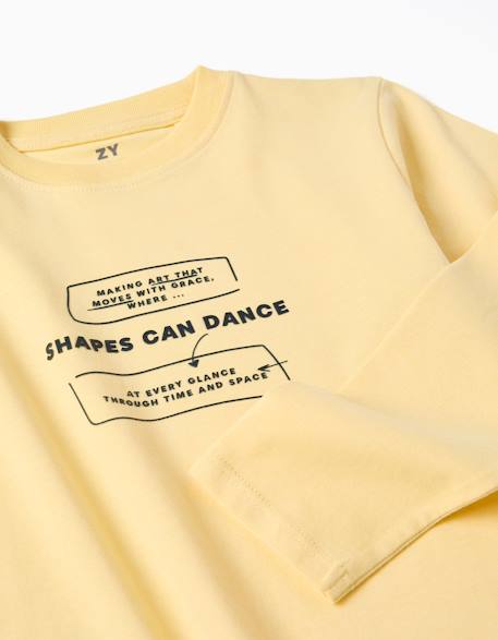 T-shirt en coton à manches longues avec imprimé making art Bleu+Jaune 7 - vertbaudet enfant 