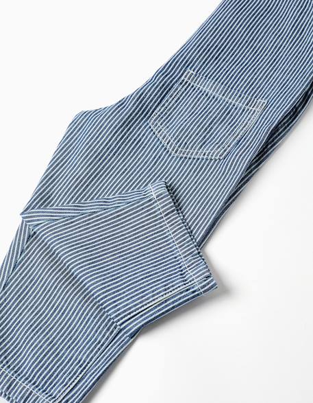 Salopette en jean à rayures avec poches Bleu 4 - vertbaudet enfant 