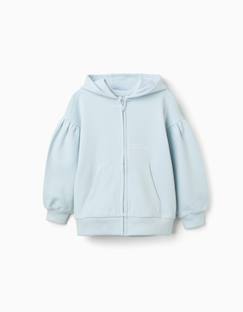 -Sweat zippé en coton avec capuche et imprimé fleur