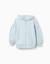 Sweat zippé en coton avec capuche et imprimé fleur Bleu clair 1 - vertbaudet enfant 