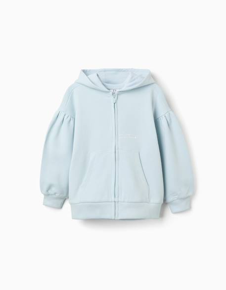 Fille-Sweat zippé en coton avec capuche et imprimé fleur