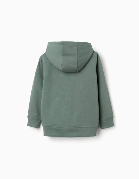 Sweat zippé en coton avec capuche et broderie en bouclettes zy Vert foncé 2 - vertbaudet enfant 