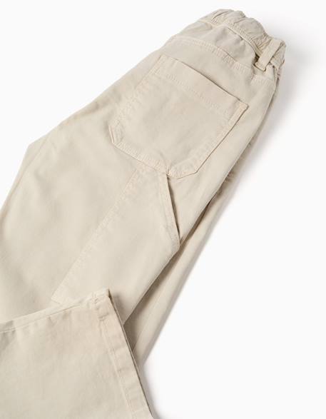 Pantalon de charpentier en sergé avec taille élastiquée Beige clair+Bleu foncé 4 - vertbaudet enfant 