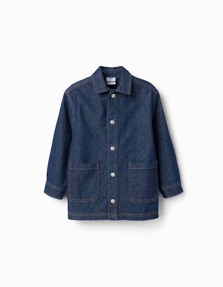Garçon-Chemise-Surchemise en jean avec poches frontales