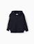 Sweat zippé en coton avec capuche et bande à rayures Bleu foncé 1 - vertbaudet enfant 