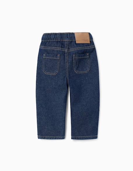 Pantalon en jean baggy avec cordon de serrage Bleu foncé 2 - vertbaudet enfant 