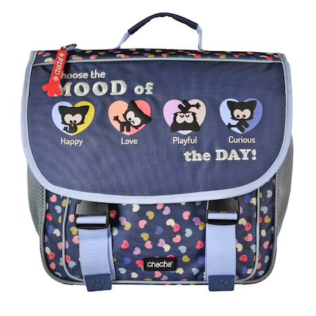 Fille-Cartable fille chiens et chats 2 compartiments