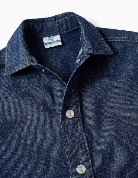 Surchemise en jean avec poches frontales Bleu foncé 3 - vertbaudet enfant 