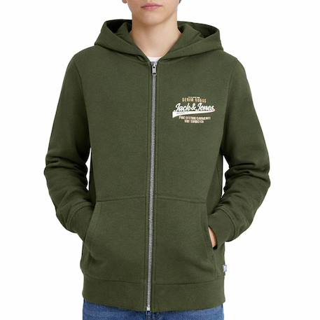 Sweat zippe à capuche garçon jjelogo Marine+Vert 5 - vertbaudet enfant 