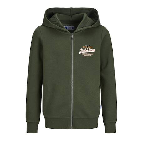 Sweat zippe à capuche garçon jjelogo Marine+Vert 6 - vertbaudet enfant 