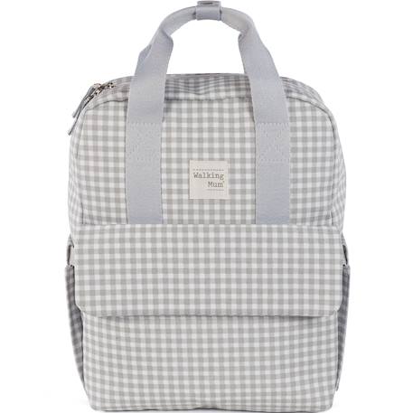 Sac à dos à langer i love vichy gris Gris, blanc 1 - vertbaudet enfant 