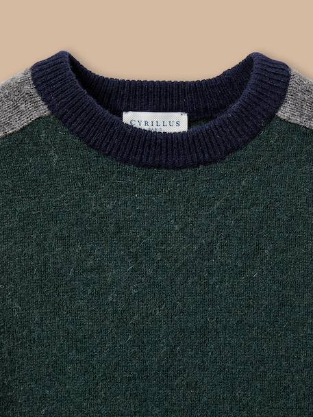 Pull colorblock en laine garçon Bordeaux+Vert 5 - vertbaudet enfant 