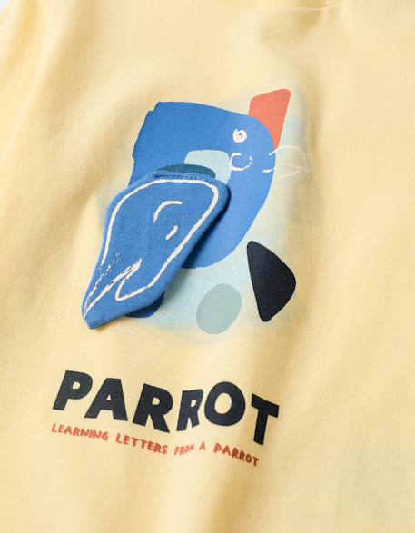 T-shirt en coton à manches longues avec imprimé perroquet Jaune 4 - vertbaudet enfant 