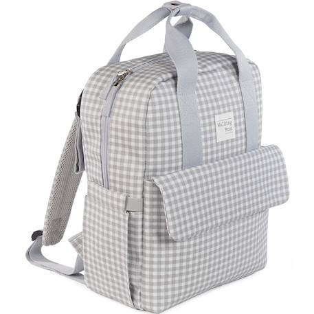 Sac à dos à langer i love vichy gris Gris, blanc 2 - vertbaudet enfant 
