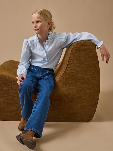 Blouse à volants Rayure bleue 4 - vertbaudet enfant 