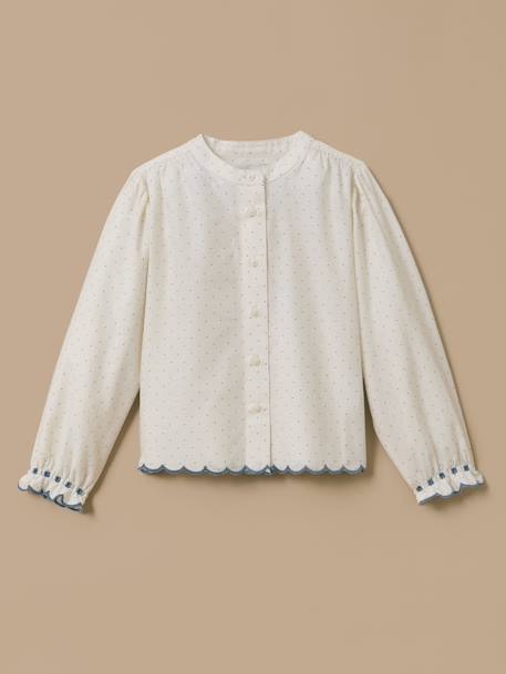 Blouse brodée fille Pois  bleu 1 - vertbaudet enfant 