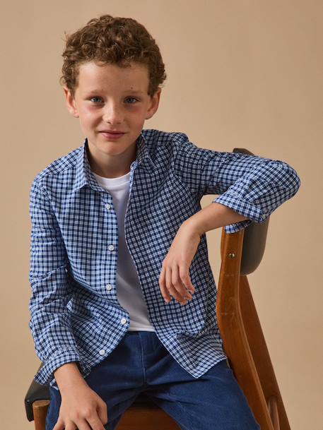 Chemise à carreaux garçon Carreaux bleu 1 - vertbaudet enfant 