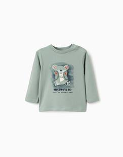 -T-shirt en coton à manches longues avec imprimé ours