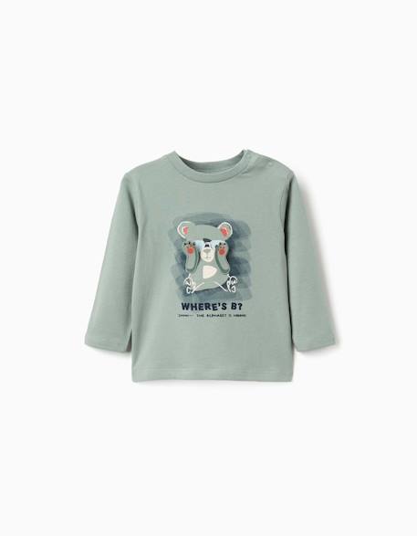 Bébé-T-shirt en coton à manches longues avec imprimé ours