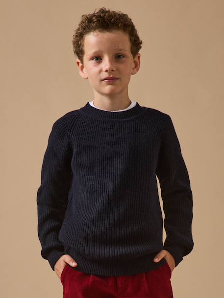 Pull en laine garçon Marine 1 - vertbaudet enfant 