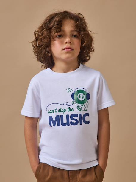T-shirt imprimé garçon - coton biologique Blanc 1 - vertbaudet enfant 