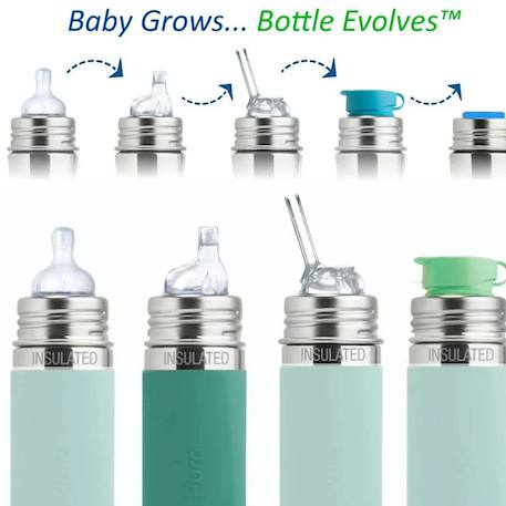 Biberon à bec isotherme en inox 260 ml - mint Vert 3 - vertbaudet enfant 
