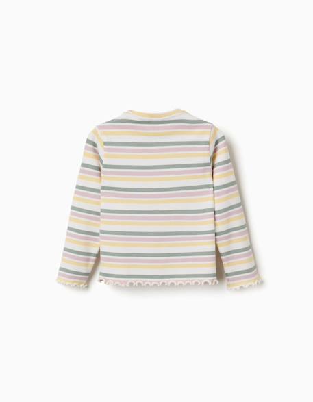 T-shirt à manches longues côtelé à rayures Blanc 2 - vertbaudet enfant 