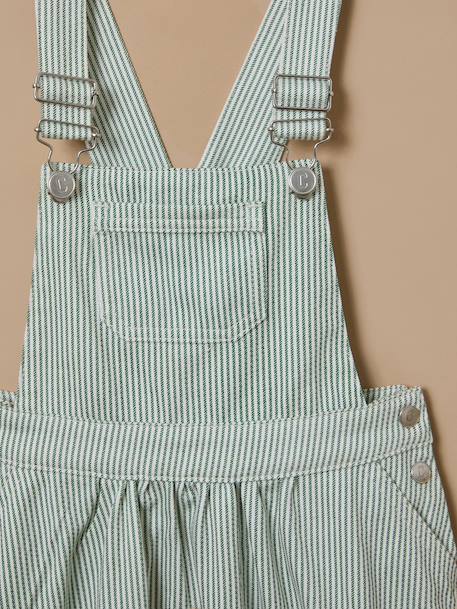 Robe salopette denim rayée fille Rayure verte 2 - vertbaudet enfant 