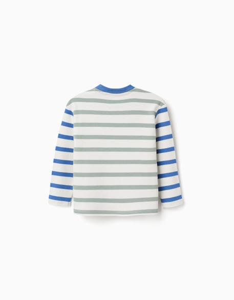 T-shirt en coton à manches longues à rayures Vert 2 - vertbaudet enfant 