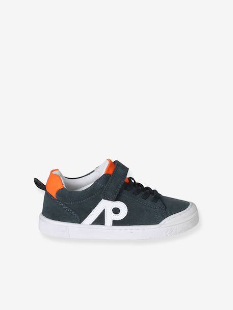 Basket garçon cuir lacets élastiqués marine 2 - vertbaudet enfant 