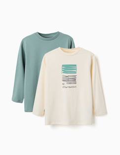 Garçon-T-shirt, polo, sous-pull-T-shirt-Lot de 2 t-shirts à manches longues avec imprimés