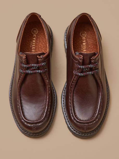 Derbies cuir garçon Chocolat 3 - vertbaudet enfant 