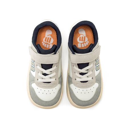 Sneakers garçon synthétique lacets- fermeture adhésive barefoot Blanc-beige+Blanco-grey+White 8 - vertbaudet enfant 
