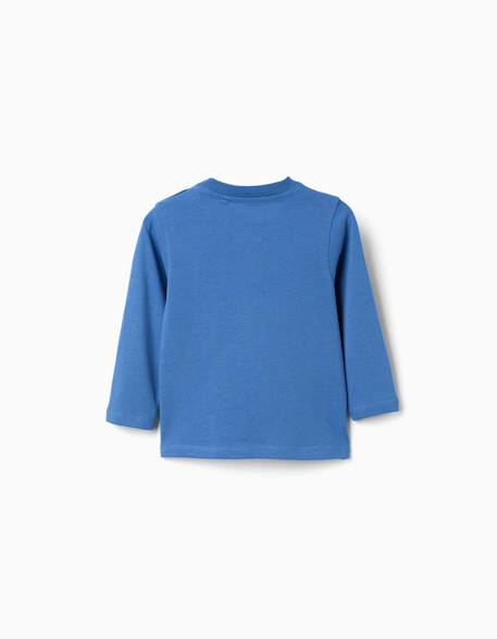 T-shirt en coton à manches longues Blanc+Bleu 5 - vertbaudet enfant 