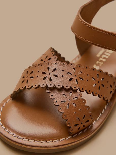 Sandales perforées fille en cuir Cognac 5 - vertbaudet enfant 