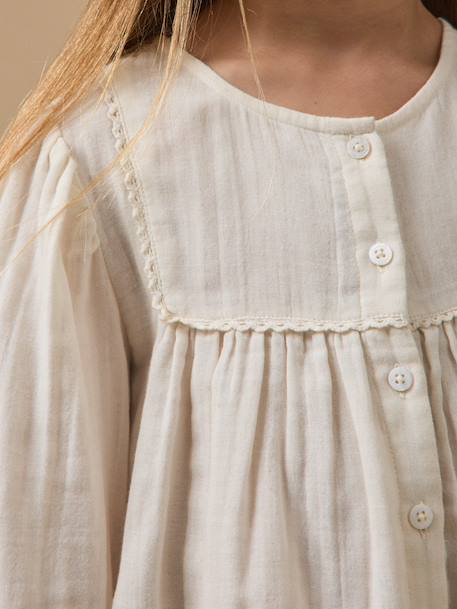 Blouse gaze de coton fille Ecru 3 - vertbaudet enfant 