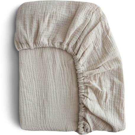 Drap housse en mousseline de coton fog (100 x 40 cm) Ecru 1 - vertbaudet enfant 