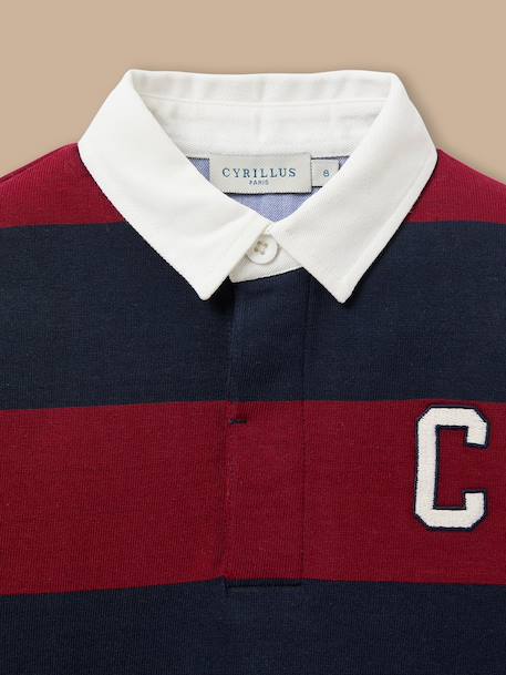 Polo rugby rayé garçon Bordeaux+Gris chine+Vert pin 2 - vertbaudet enfant 