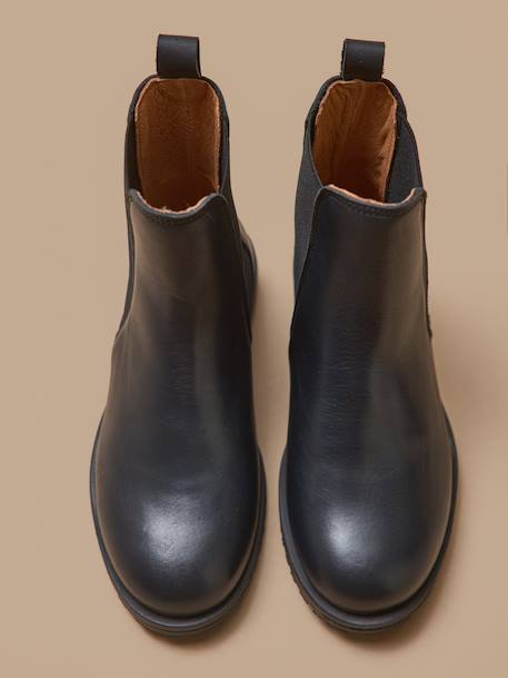 Boots chelsea cuir fille Encre 3 - vertbaudet enfant 