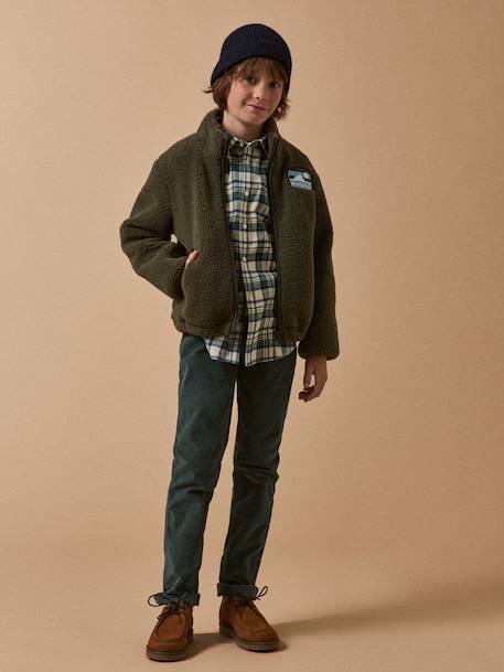 Cardigan garçon zippé en sherpa Kaki+Marine 5 - vertbaudet enfant 