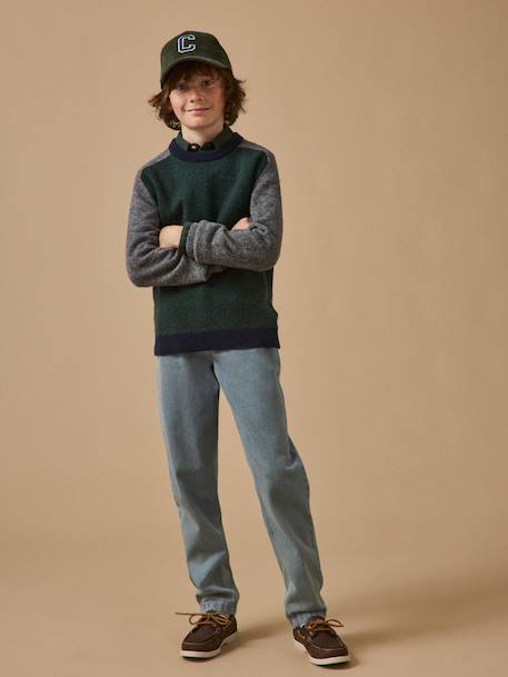 Pull colorblock en laine garçon Bordeaux+Vert 7 - vertbaudet enfant 