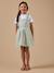 Robe salopette denim rayée fille Rayure verte 4 - vertbaudet enfant 