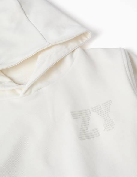 Sweat à capuche avec imprimé en relief zy Blanc+Rouge 3 - vertbaudet enfant 