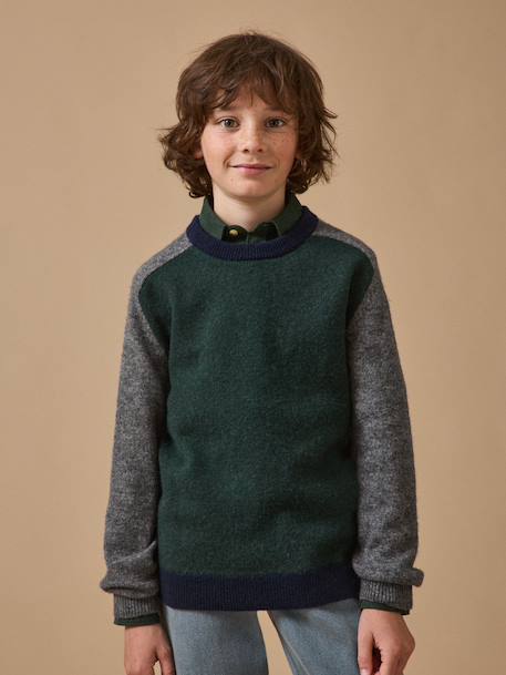 Pull colorblock en laine garçon Bordeaux+Vert 4 - vertbaudet enfant 