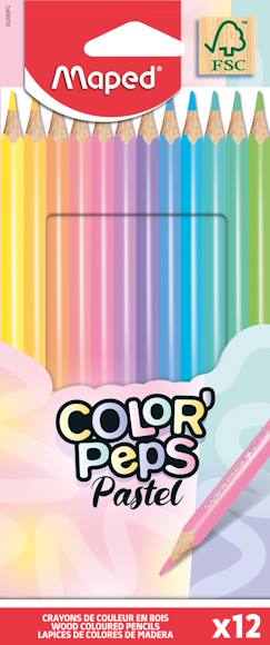 Jouet-Papeterie-Crayons de couleur color peps pastels en bois