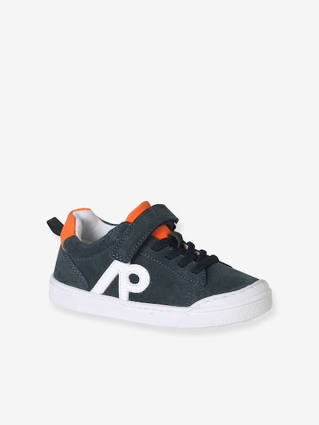 Basket garçon cuir lacets élastiqués marine 1 - vertbaudet enfant 