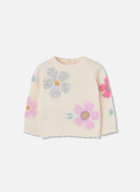 Pull fille imprimé fleurs Blanc 2 - vertbaudet enfant 