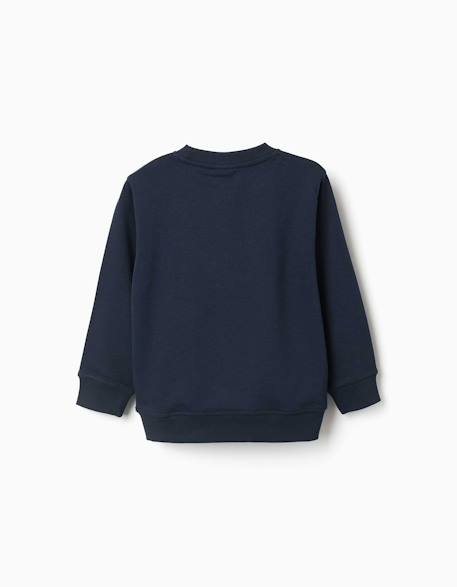 Sweat en molleton avec imprimé zy en relief Bleu foncé+Gris clair+Vert foncé 2 - vertbaudet enfant 