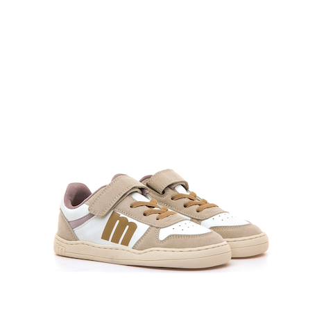 Sneakers filles synthétique lacets- fermeture adhésive barefoot Ocre+Rose clair 4 - vertbaudet enfant 
