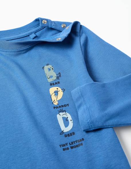 T-shirt en coton à manches longues Blanc+Bleu 6 - vertbaudet enfant 